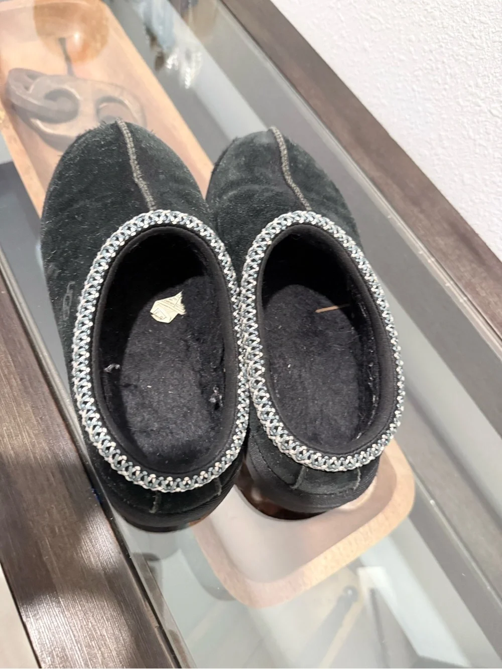 UGG Kids Black Slip-On Suede Clogs with Braided Trim